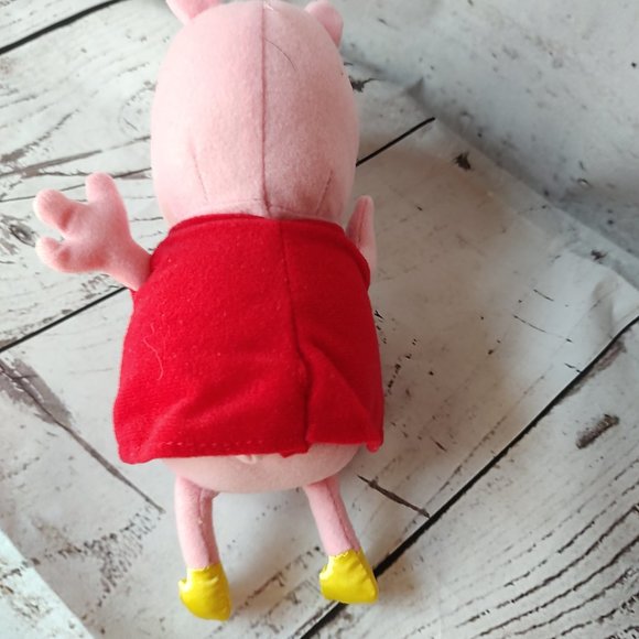 8" pink pig plush character red shirt with white duck - Picture 6 of 8
